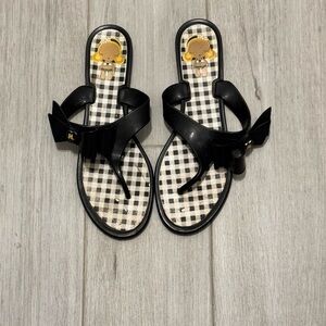 Harajuku Black Sandals with Bow Accent